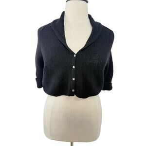 NWT Classic Gap Black Knit Crop Cardi with Shawl Collar and 3/4 Sleeves, Size XL